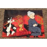 Looney Tunes multi signed 10x8 colour photo signed by Bob Bergen (Tweety Pie) , Bill Farmer (