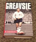 Jimmy Greaves signed hardback book titled Greavsie signature on the inside title page dedicated. 406