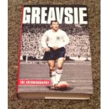 Jimmy Greaves signed hardback book titled Greavsie signature on the inside title page dedicated. 406