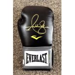 Anthony Joshua signed Everlast black boxing glove gold clear signature. Anthony Oluwafemi Olaseni