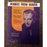 Bing Crosby signed Pennies from Heaven Music Score signature on cover. Harry Lillis "Bing" Crosby