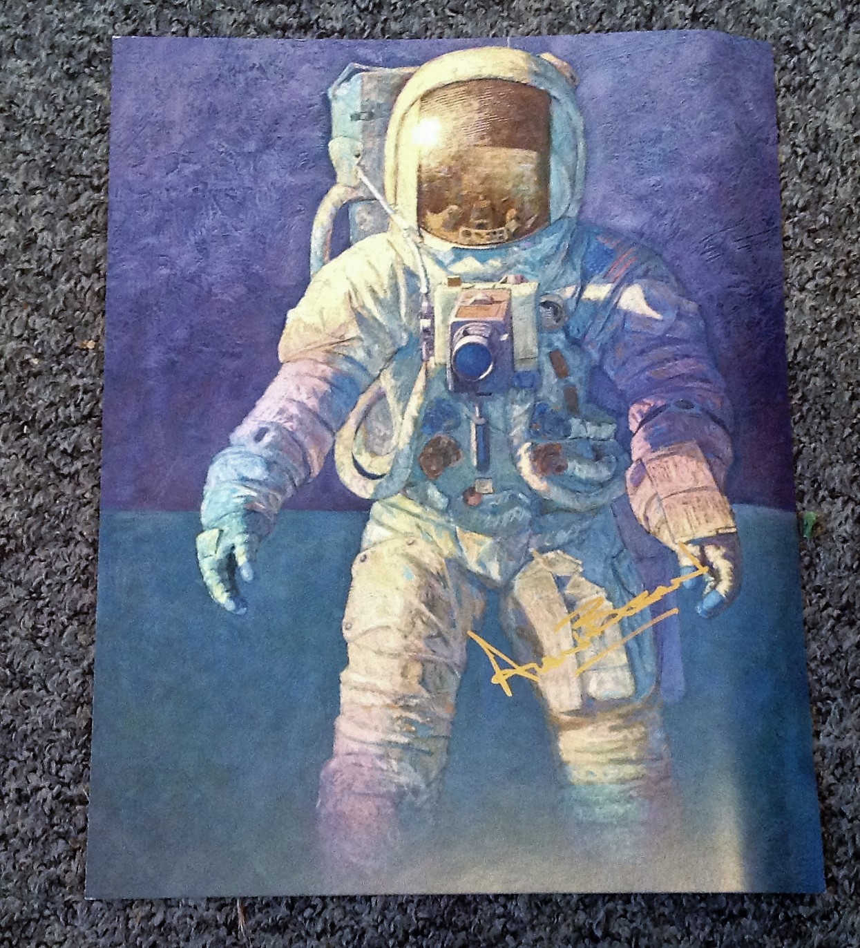 Alan Bean signed 13x10 Moon Walk print by Astronaut/Explorer/ Moonwalker Alan Bean. Alan LaVern Bean