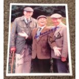 Norman Wisdom, Peter Sallis and Brian Wilde Last of the Summer Wine multi signed 10x8 colour photo.