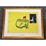 Golf Seve Ballesteros signed 23x18 framed and mounted US Masters commemorative flag inscribed