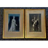 King George V and Queen Mary signed pair of vintage photos 18x12 framed and mounted both dated 1928.