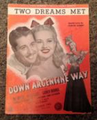 Betty Grable signed Two Dreams Met Down Argentine Way music score signature on the cover.