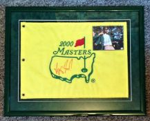 Golf Vijay Singh 23x18 signed framed and mounted US Masters 2000 Commemorative flag . Vijay Singh