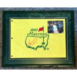 Golf Vijay Singh 23x18 signed framed and mounted US Masters 2000 Commemorative flag . Vijay Singh