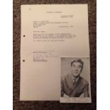 Frankie Howerd signed 6x4 black and white photo item comes with a typed letter from Howerds