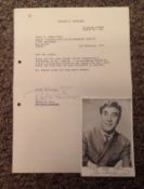 Frankie Howerd signed 6x4 black and white photo item comes with a typed letter from Howerds