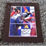 Nigel Mansell signed 10x8 mounted colour photo pictured celebrating during his time with Williams in