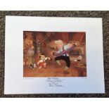Eddie Carroll signed 13x10 Disney Pinocchio print inscribed best wishes Jiminy Cricket and his voice