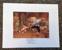 Eddie Carroll signed 13x10 Disney Pinocchio print inscribed best wishes Jiminy Cricket and his voice