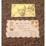 Ferruccio Ferrazzi 5x3 signed illustration comes with original mailed envelope PM Santa Liberata A