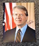 Jimmy Carter signed 10x8 colour photo. James Earl Carter Jr. (born October 1, 1924) is an American