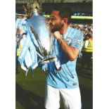 Football Bernardo Silva signed 12x8 colour photo pictured with the premier league trophy while