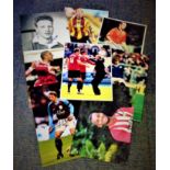 Football collection 8 signed colour photos some household names include Jaap Stam, Stan Collymore,