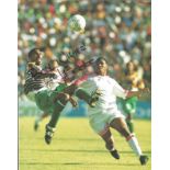 Football Lucas Radebe signed 10x8 colour magazine photo pictured in action for South Africa. Good