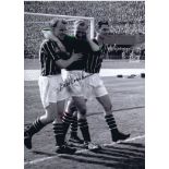 BERT TRAUTMANN 1956: Autographed 16 x 12 photo, depicting Manchester City's Dave Ewing, BERT