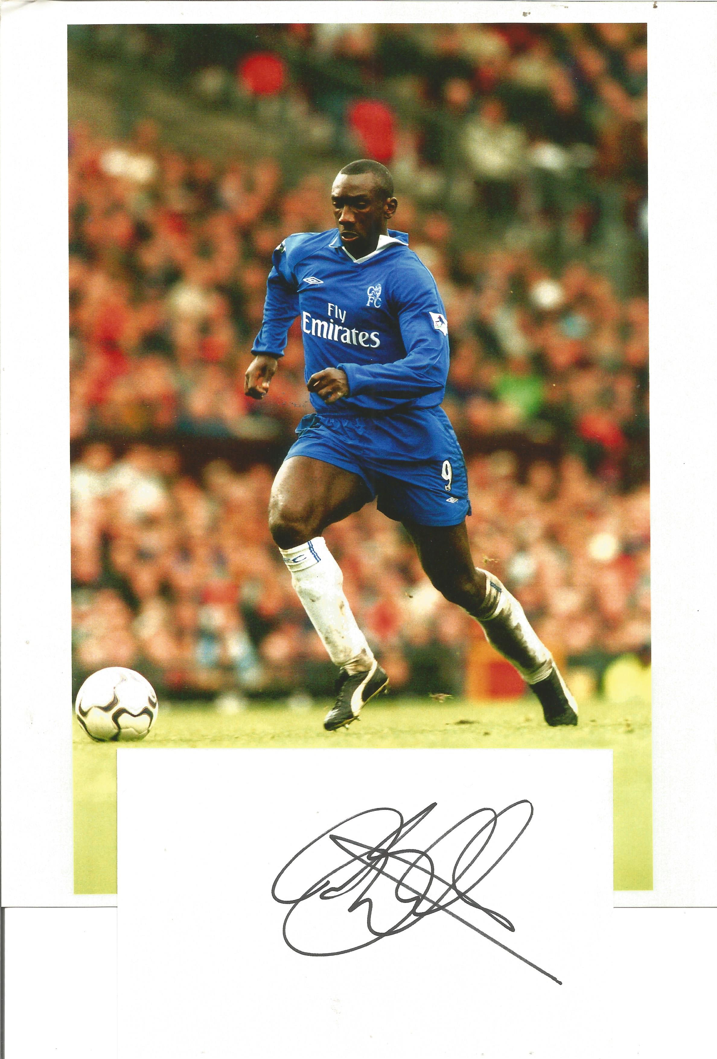 Football Jimmy Floyd Hasselbaink signature piece includes signed 5x3 white card and a 10x8 colour