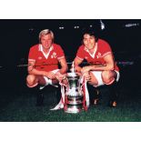 MAN UNITED 1977: Autographed 16 x 12 photo, depicting Manchester United´s STUART PEARSON and JIMMY