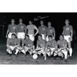 RON FLOWERS 1964: Autographed 12 x 8 photo, depicting England players including centre-half RON