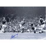 STEVE HEIGHWAY 1976: Autographed 16 x 12 photo, depicting Liverpool's STEVE HEIGHWAY scoring past