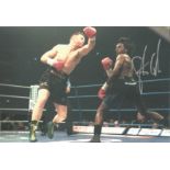 Boxing Steve Collins signed 12x8 colour photo pictured during his fight with Nigel Benn, Stephen