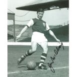 Jimmy McIlroy signed 10x8 black and white photo pictured during his time with Burnley F, C. Good