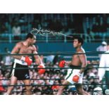 Boxing Ken Norton signed 16x12 colour photo pictured in one of his trilogy of fights with Muhammad