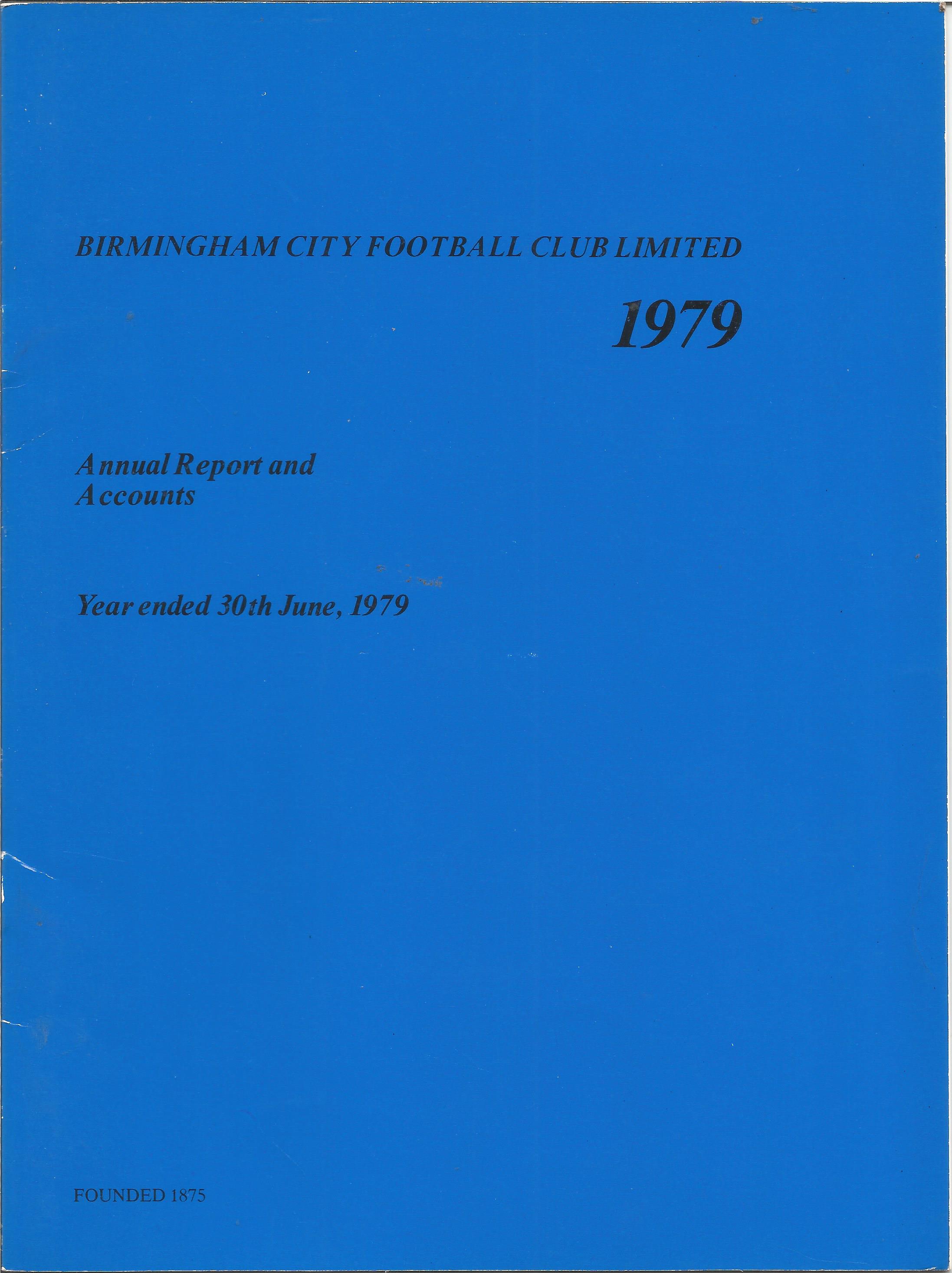 Birmingham City annual report and accounts booklet for the year ended 30th June 1979. Good