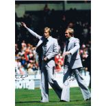 MAN UNITED 1977: Autographed 16 x 12 photo, depicting BRIAN and JIMMY GREENHOFF at Wembley in