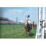 BOB CHAMPION signed Horse Racing Aldaniti 8x12 Photo. Good Condition. All autographs are genuine