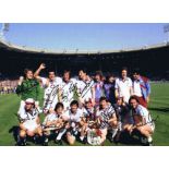 WEST HAM UNITED 1980: Autographed 16 x 12 photo, depicting West Ham United players celebrating