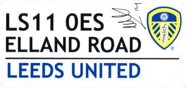 Football Samuel Saiz signed Leeds United Elland Road LS11 0ES Commemorative metal road sign,