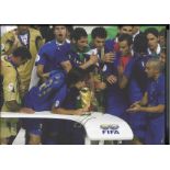 Football Andrea Pirlo signed 16x12 stretched canvas pictured celebrating with his Italian