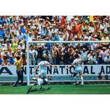 GORDON BANKS 1970: Autographed 16 x 12 photo, depicting England goalkeeper GORDON BANKS making an