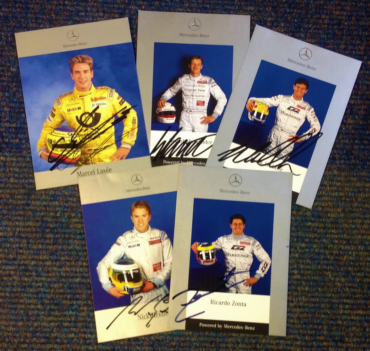 Motor Racing Mercedes Benz collection 5 signed 6x4 promo photos signatures include Mark Weber,