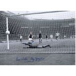 RAY GRAYDON 1975: Autographed 16 x 12 photo, depicting Aston Villa's RAY GRAYDON scoring the winning
