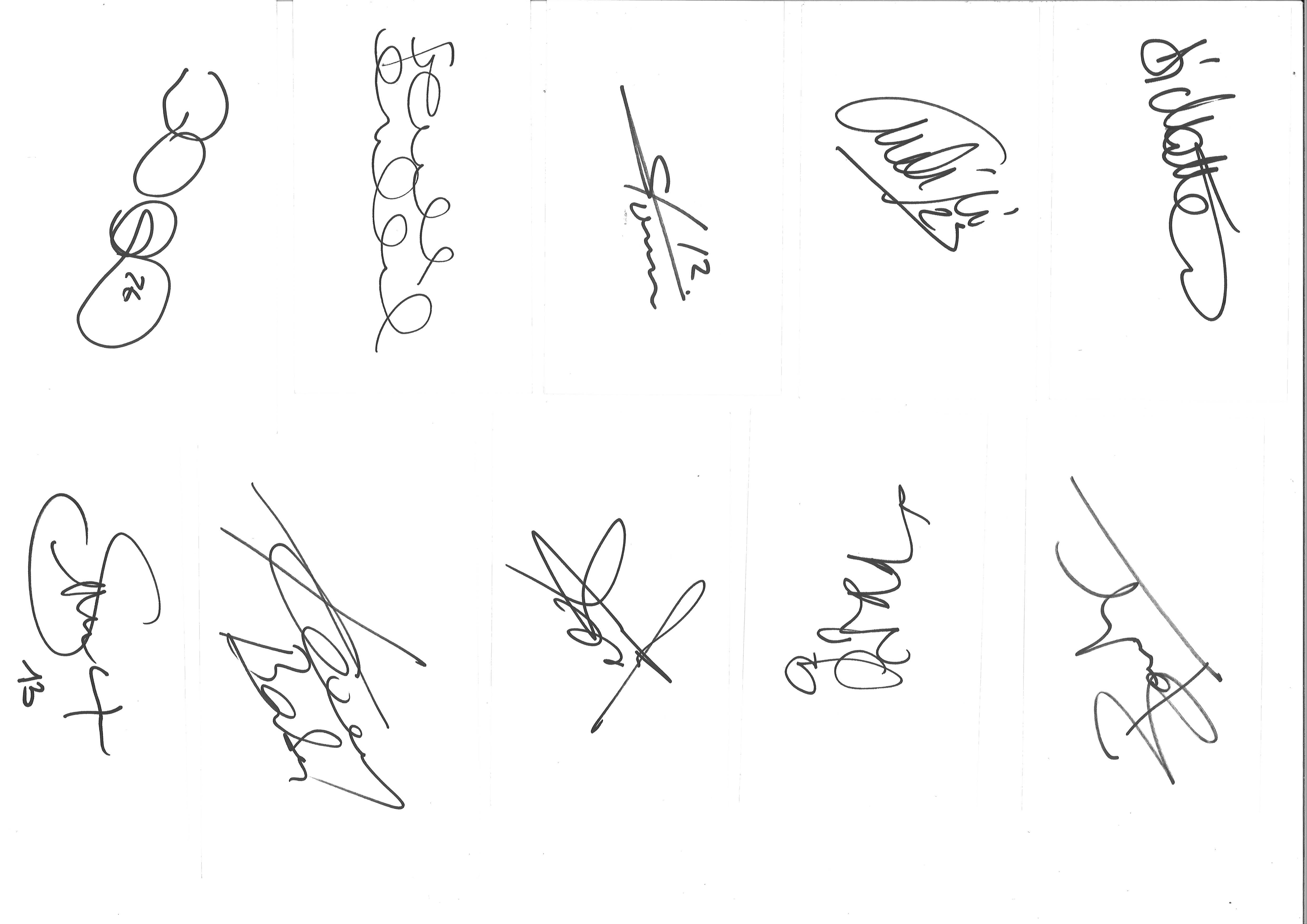 Football Chelsea collection from the early 2000s 20 signed white cards includes some great names