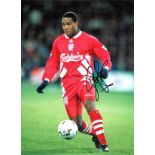 John Barnes signed 16x12 colour photo pictured in action for Liverpool, John Charles Bryan Barnes