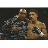 Boxing Conor Benn signed 12x8 colour photo pictured with his dad The Dark Destroyer Nigel Benn