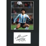 Football Diego Maradona 16x12 mounted signature piece includes signed album page and colour photo