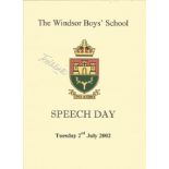 Cricket Ted Dexter signed Windsor Boys School Speech Day Programme 2nd July 2002 signature on cover,