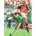 Football Henning Berg signed 10x8 colour magazine photo pictured playing for Norway. Good Condition.