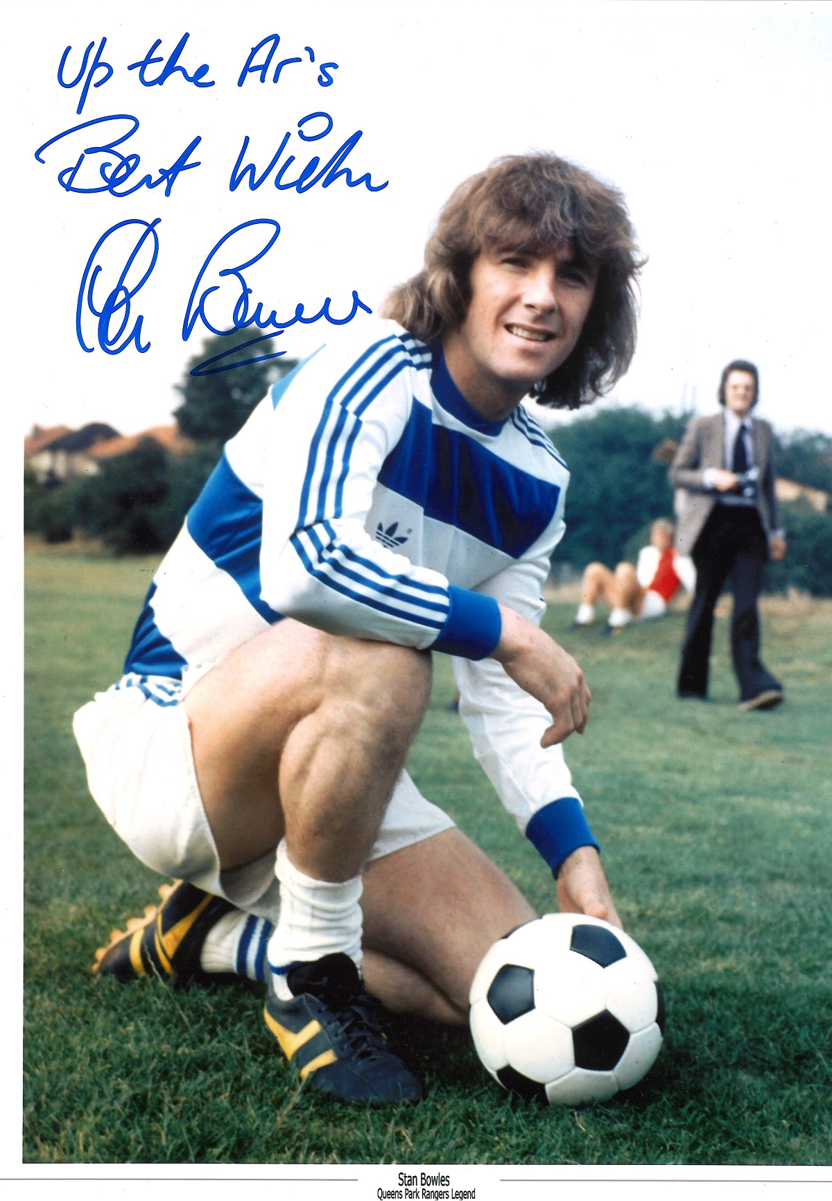 Stan Bowles signed 16x12 colour photo pictured during his time with Queens Park Rangers rare