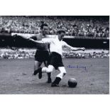 TOM FINNEY 1950: Autographed 16 x 12 photo, depicting TOM FINNEY in full length action for England