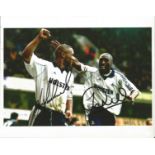 Football Les Ferdinand and Sol Campbell signed 10x8 colour photo pictured while playing for