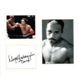 Boxing Lloyd Honeyghan 12x10 mounted signature piece includes signed album page and two photos,