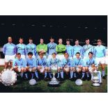 MANCHESTER CITY 1969: Autographed 16 x 12 photo, depicting Manchester City players posing with the